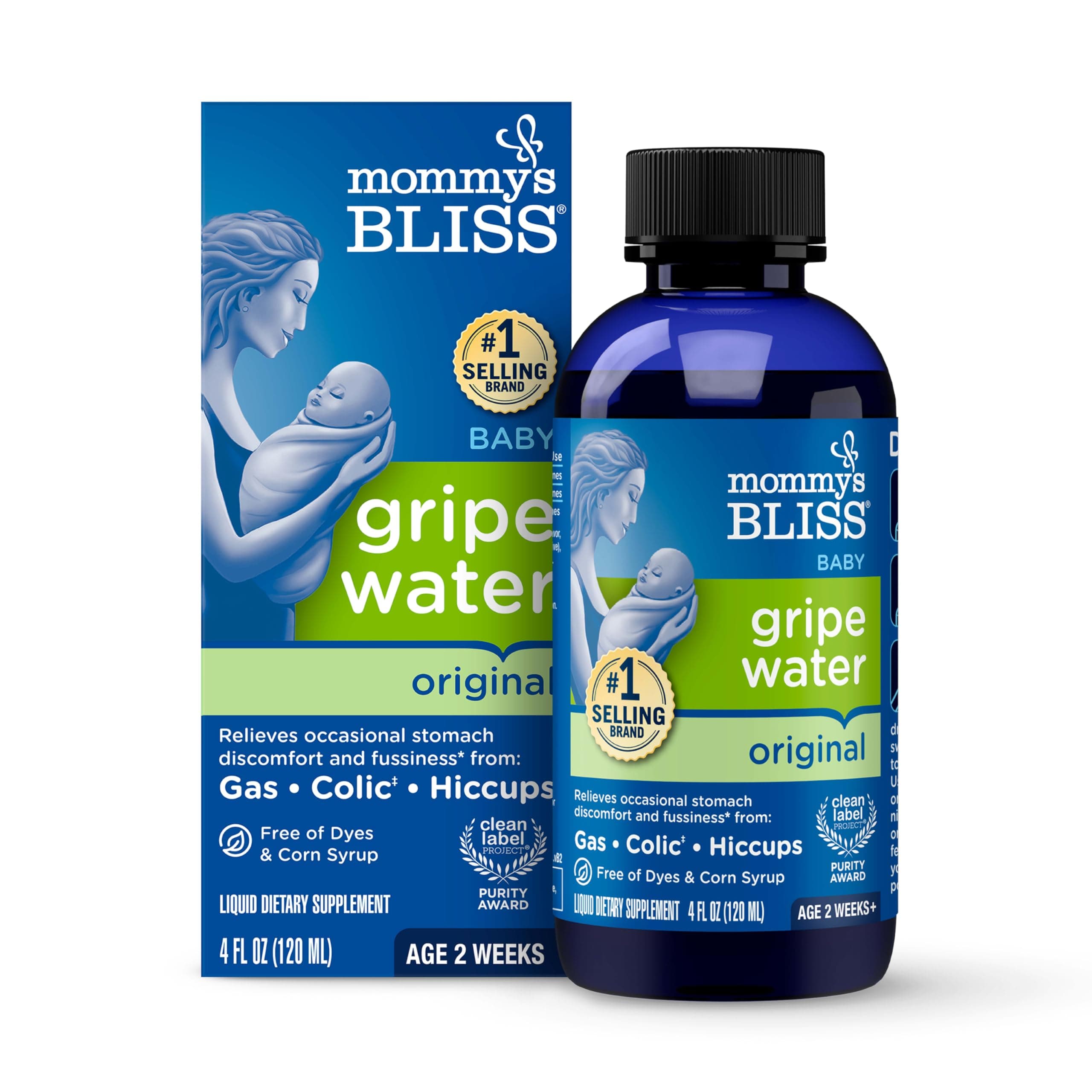 Mommy's Bliss Gripe Water Original, Infant Gas & Colic Relief, Gripe Water for Babies, Gentle & Safe, 2 Weeks+, 4 Fl Oz (Pack of 1)