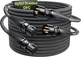 XLR Cables 15 Feet 2 Pack, Professional Gold-Plated Rean Connectors from Neutrik, Kevlar-Reinforced Nylon Braided Microphone Cable, Mic Cable, Durable Shielded and Balanced XLR Male to Female Cord