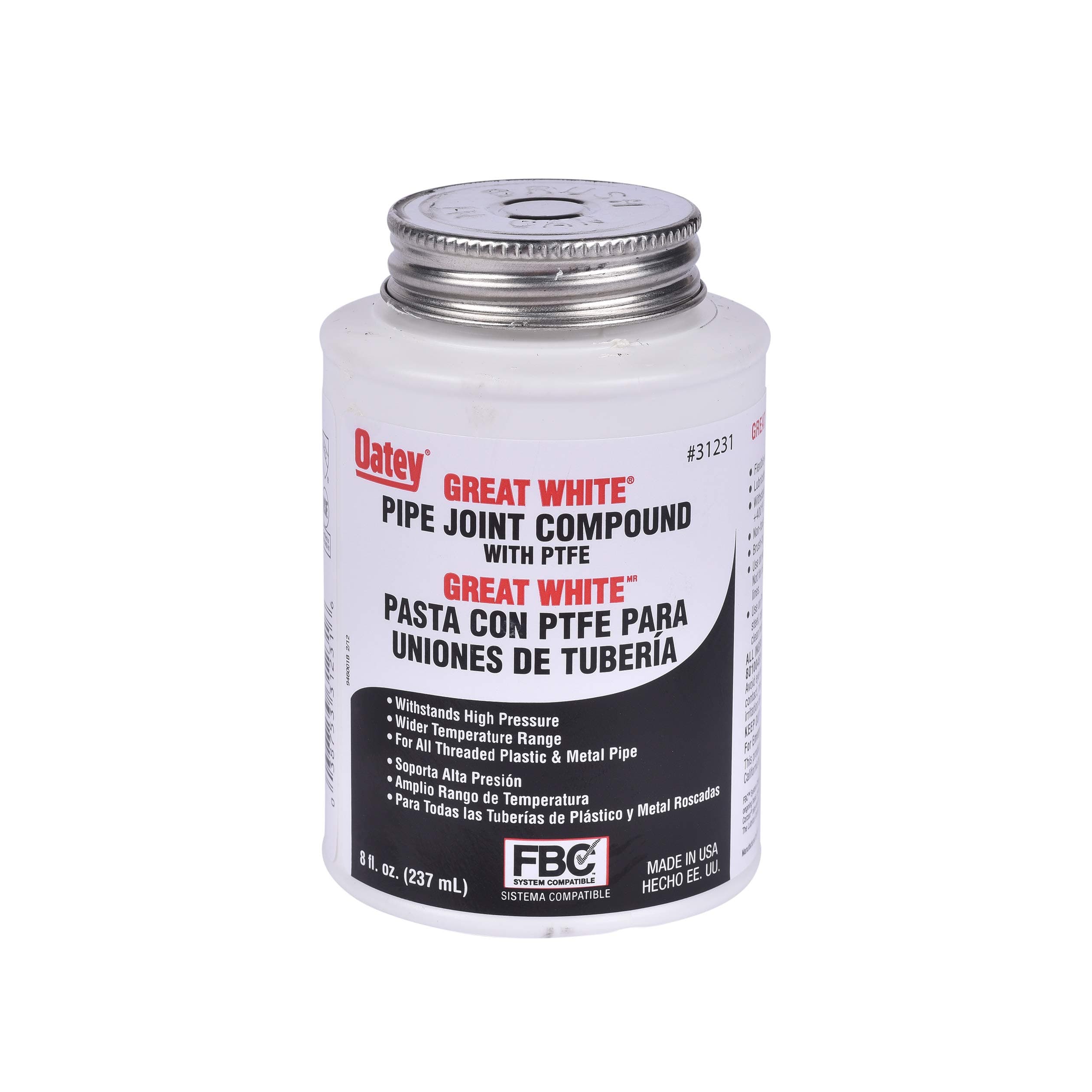 Oatey 31231 Pipe Joint Compound with PTFE with Brush, 8 fl.Ounce