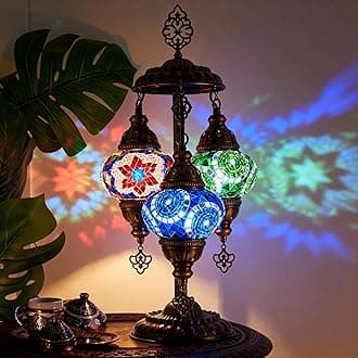 Mozaist Turkish Mosaic Lamp with Bulb – Anatolian Star 3 Globe Table Light