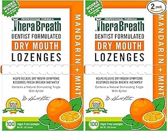 TheraBreath Dry Mouth Lozenges with Zinc, 100 Lozenges, Mandarin Mint, 100 Count (Pack of 2)
