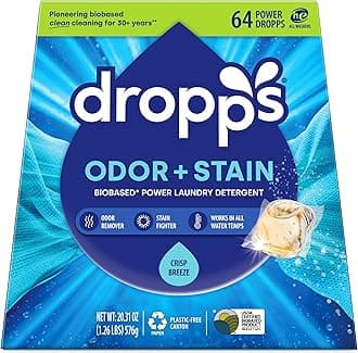 Odor & Stain Laundry Detergent Pods, Crisp Breeze (64 Count) - Powerful Laundry Pods | Complete Clean Laundry Soap | Fights Odors & Stains | Clean Ingredients | Plastic Free Packaging