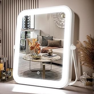 PRIMETEK LED Vanity Mirror with Gift Box, 10"x8" Lighted Hollywood Makeup Mirror, Portable Travel Makeup Mirror with Lights, 3-Color Lighting, for Vanity Desk, Bedroom, Gifts for Her
