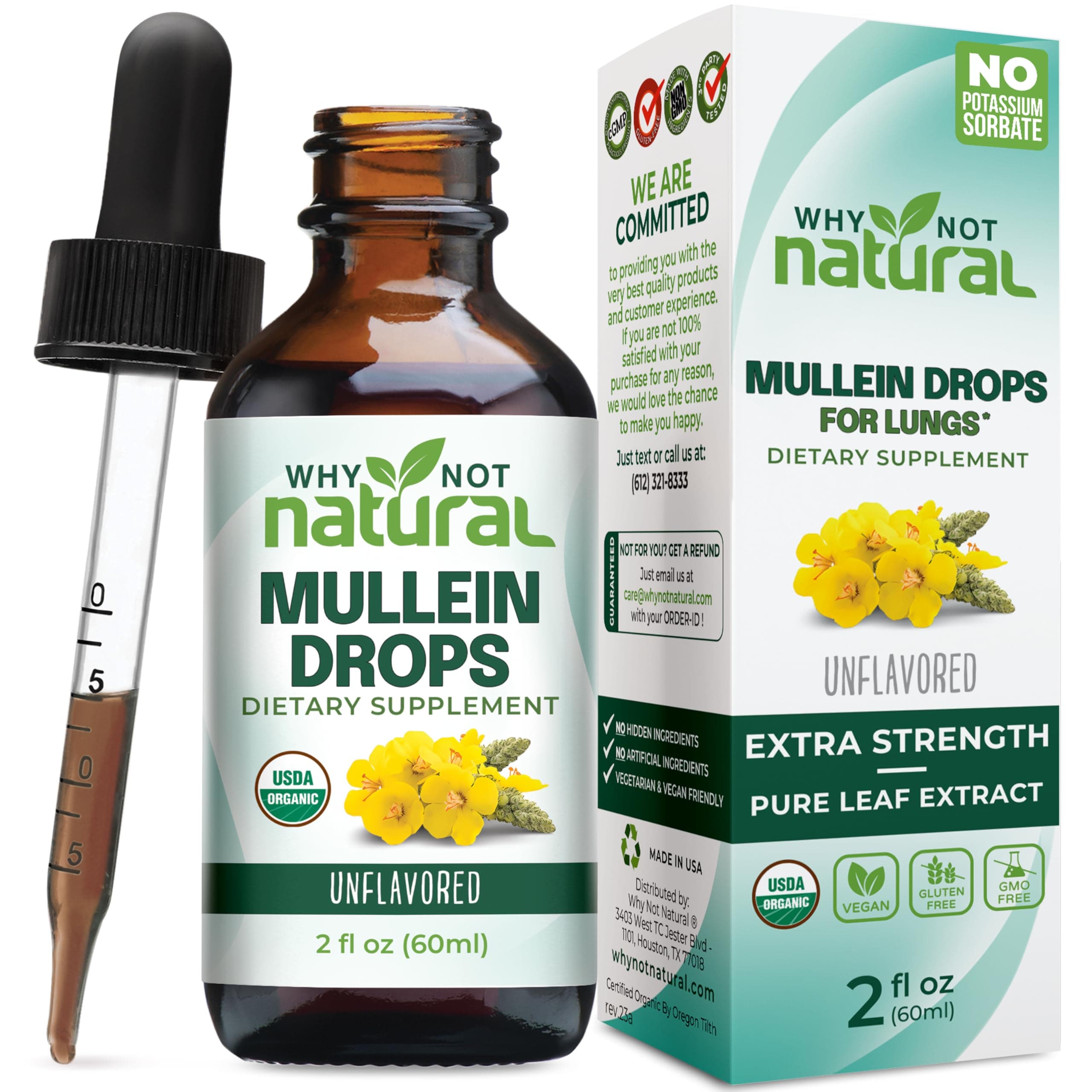 - USDA Organic Mullein Drops for Lungs - Leaf Extract Tincture Supplement