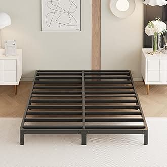9 Inch Queen Bed Frame Rounded Corner Legs No Box Spring Needed, Heavy Duty Metal Queen Size Platform Bed Frame, Easy Assembly, Noise Free, Black