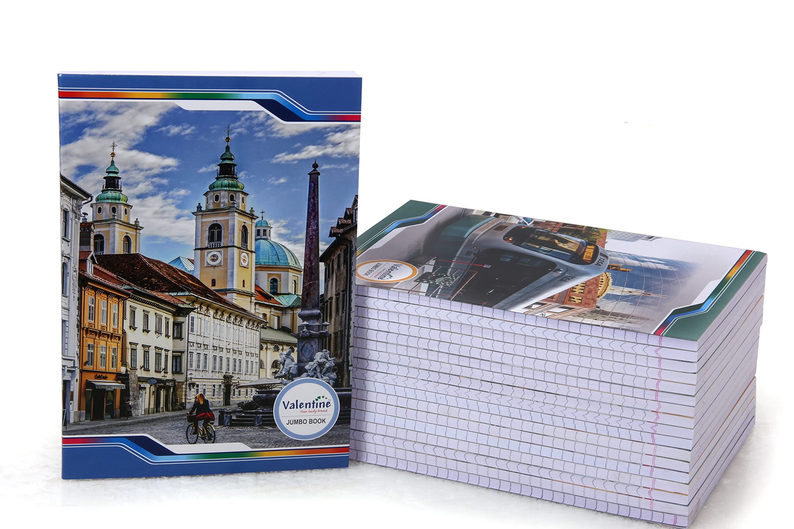 N.S Bright 200 Pages A4 Size Notebook - Single Line Ruled (29 x 21 cm) | Ruled notebooks for Writing | Register Notebook for Students | Pack Set of 6 With Free 5 Ballpens for Smooth Writing