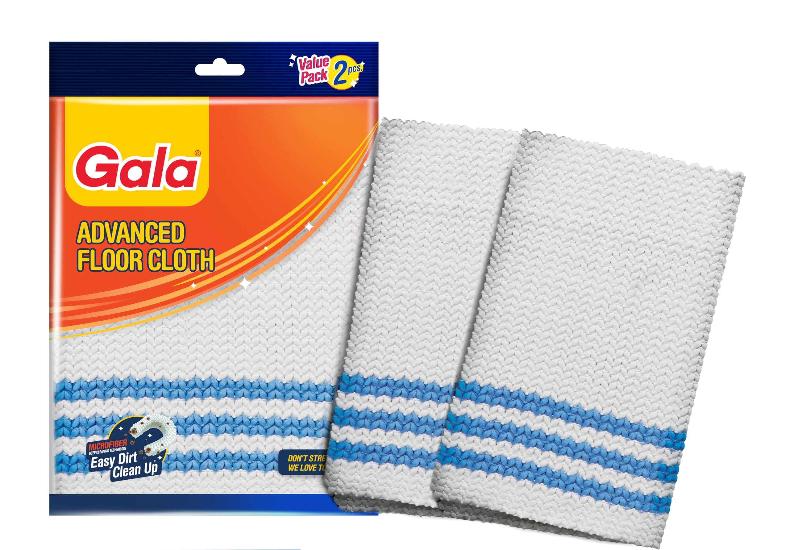 Gala Microfiber Advance Floor Cleaning Cloth(Pocha) for Mopping - White, Pack of 2 (163054)