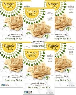Simple Mills Almond Flour Crackers, Rosemary & Sea Salt, Gluten Free, Flax Seed, Sunflower Seeds, Corn Free, Good for Snacks, Made with whole foods, 6 Count (Packaging May Vary)