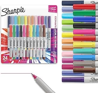 Color Burst Permanent Markers, Ultra Fine Point, Assorted Colors, 24 Count