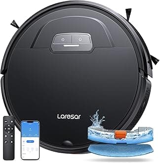 Laresar Evol 3 Robot Vacuum Cleaner With Mop Function - 4500Pa Super Thin Black Vacuum - 180 Minutes Battery Life - App/Remote/Voice Control - Ideal for Hard Floors, Pet Hair, Carpet