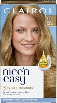 Clairol Nice'n Easy Crème, Natural Looking Oil Infused Permanent Hair Dye, 8C Medium Cool Blonde
