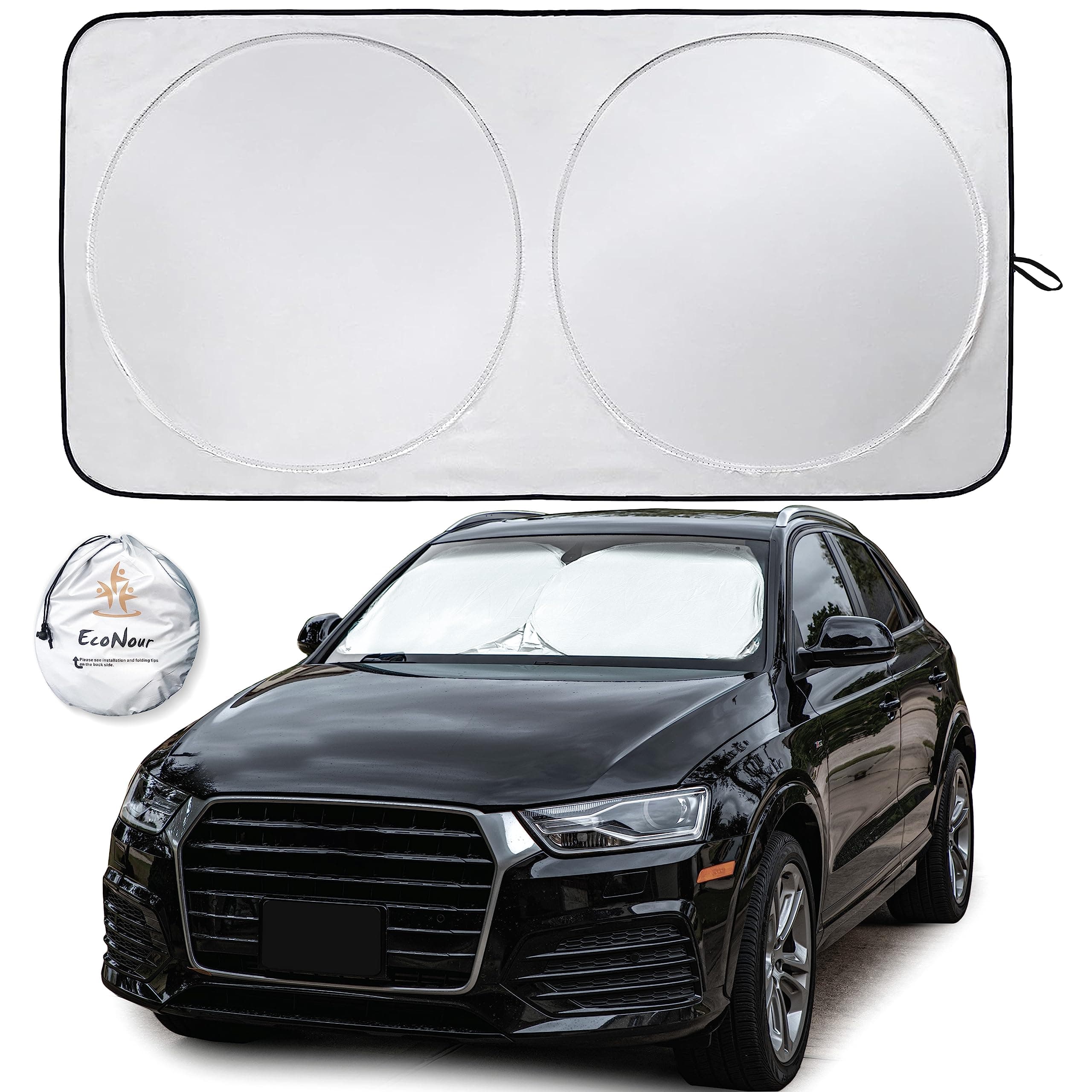 Car Windshield Sun Shade - Blocks UV Rays Sun Visor Protector, Sunshade To Keep Your Vehicle Cool And Damage Free,Easy To Use, Fits Windshields of Various Sizes (Classic 59 x 27.55 inches)