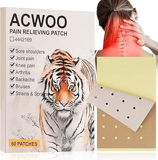 ACWOO Pain Relief Patches, 60 Count Tiger Patch, Pain Hot Patches for Neck and Shoulder, Lumbar Spine Knee Pain Relief Patches, Arthritis Herbal Pain Relief Patch, Pain Relieving Up to 12 Hours
