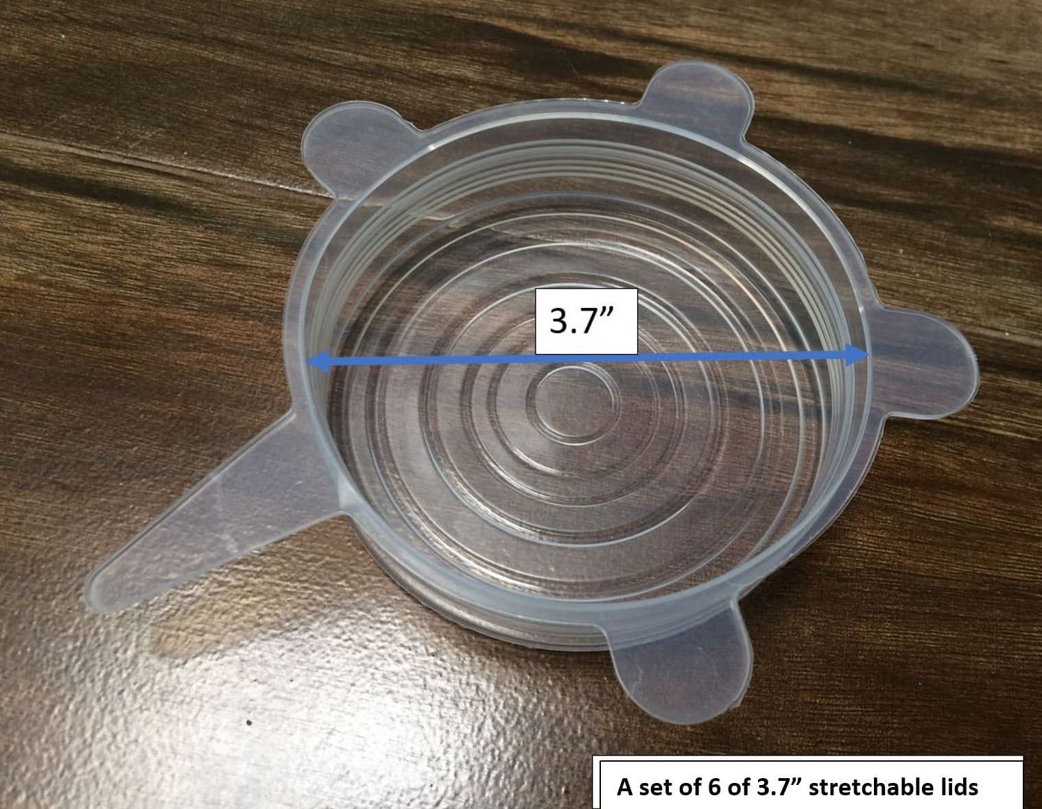 Silicone Stretch Lids, 3.7" (9.5cm) in Diameter - 6 pack