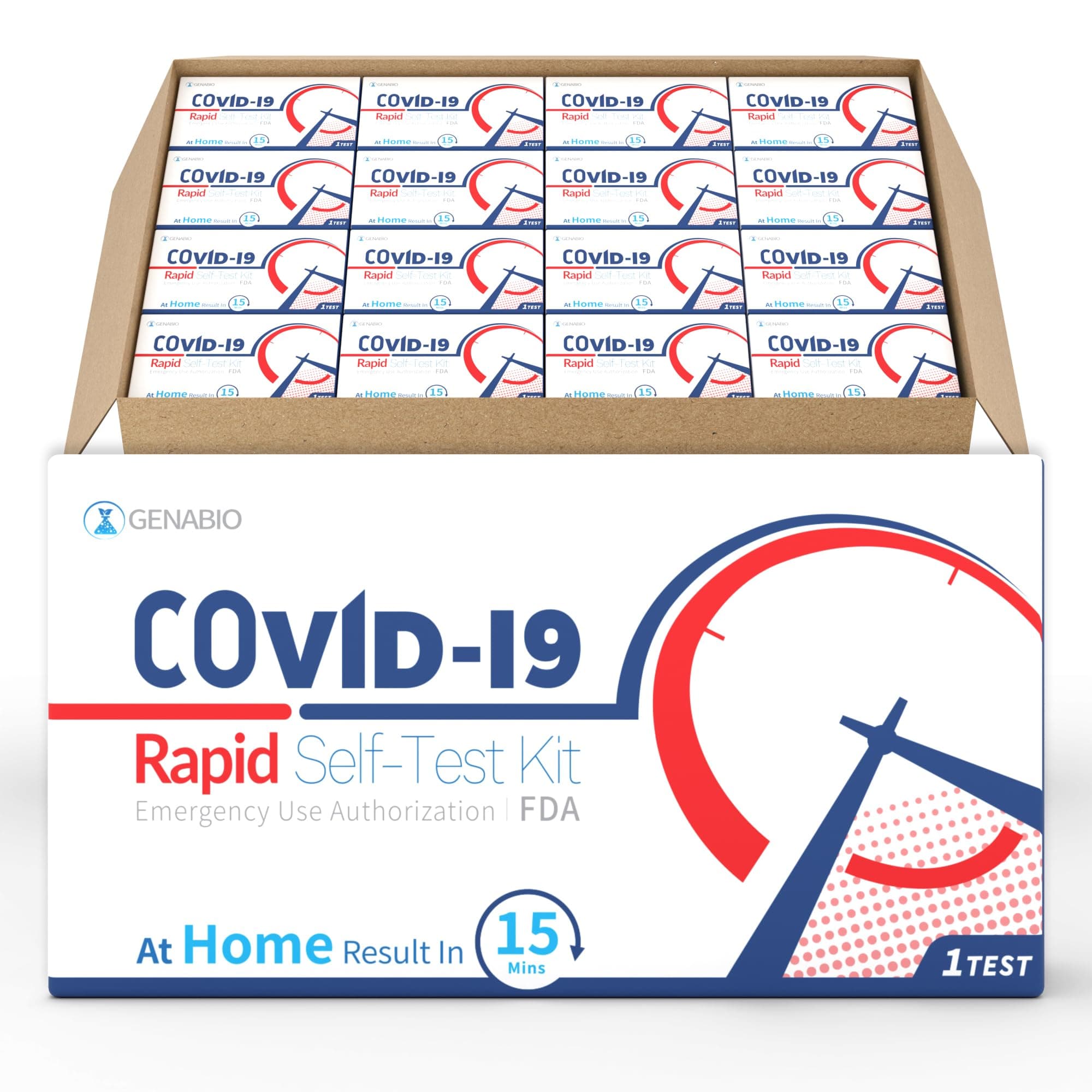 Genabio COVID-19 Antigen Rapid Self-Test Kit (252 Tests) – FDA EUA Authorized | 15-Minute At-Home Results | OTC Nasal Swab | Easy Self-Test (18 Packs, 14 Tests per Pack)