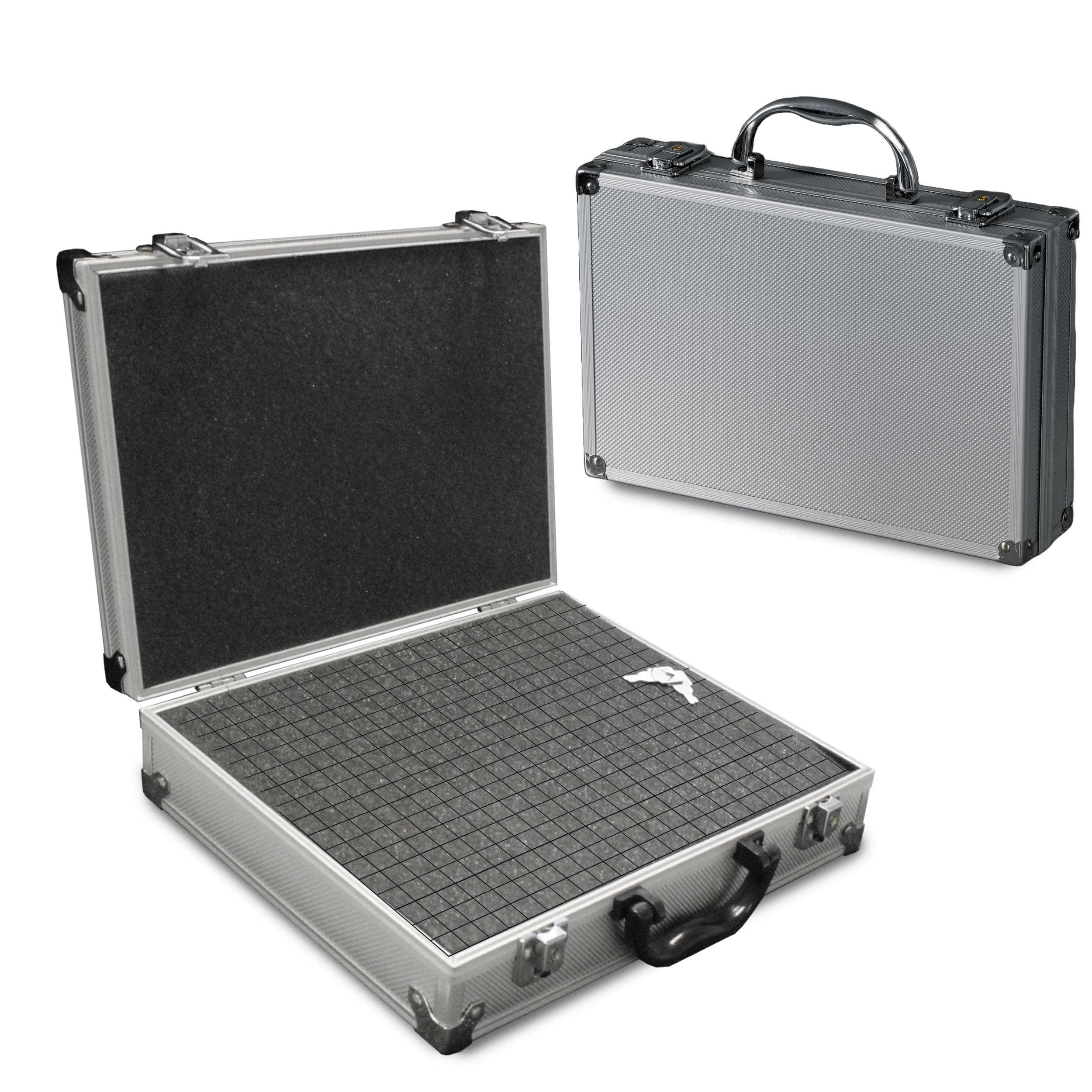 PeakTech 7255 - Carrying Case for Measuring Instruments, Resistant Aluminum Case, Tool Compartment, Foam Padding, with Padlock, Case, Dustproof, M - 295 x 195 x 70 mm