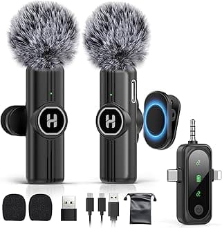 HEHOTTC 3 in 1 Mini Wireless Lavalier Microphone for All Devices (iOS, Andriod, Camera, PC) - Noise Reduction Lapel Mic for Recording, Clip on Omni Lav Mic for Video Recording, Tiktok, YouTube, Vlog