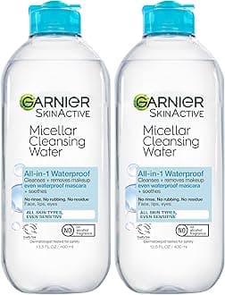 Garnier SkinActive Micellar Cleansing Water, For Waterproof Makeup, 13.5 Ounce (Pack of 2)