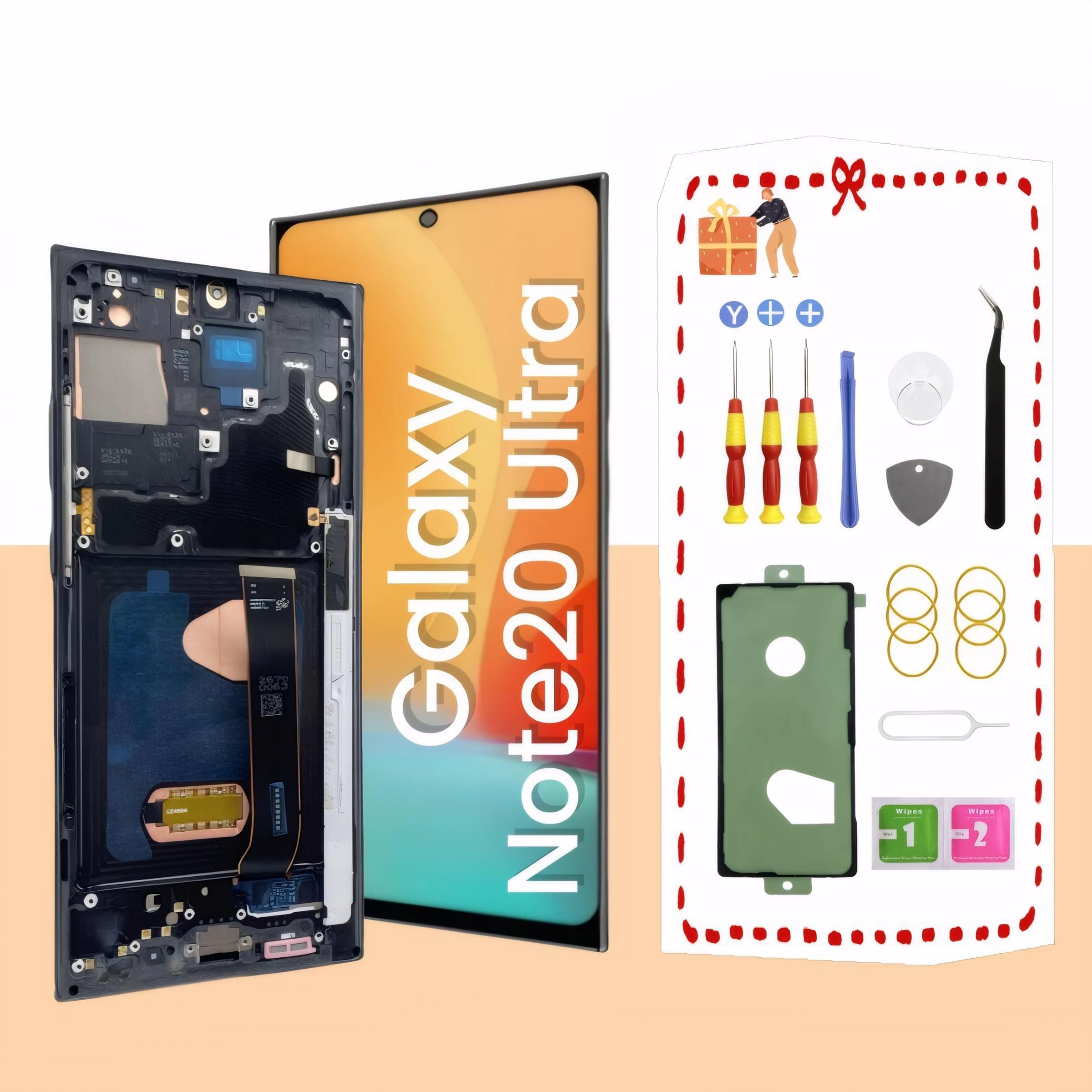 LNONLS OLED for Samsung Galaxy Note20 Ultra 5G LCD Display Screen Assembly Replacement for Samsung Note 20 Ultra Touch Digitizer Screen with Frame Toolkits N985U N986U (Black)