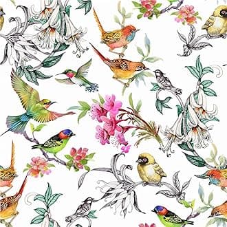 600x44.5cm Peel and Stick Waterproof Birds Pattern Vinyl Wallpaper for Living Room, Bedroom, Washroom and Cabinet