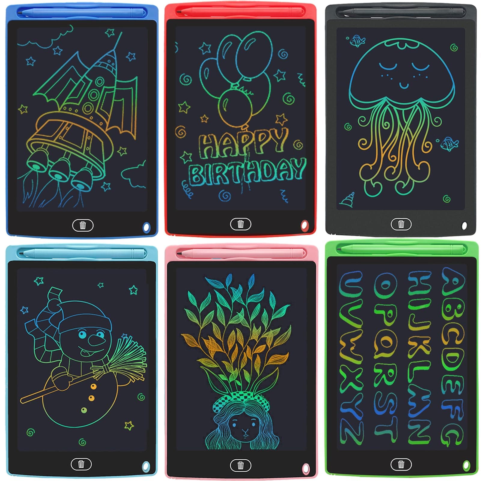 6 Pack LCD Writing Tablet for Kids Toys 8.5 Inch Colorful Doodle Board Bulk, Eye-Protection Drawing Pad Toddler Travel Essentials Toys for 3-8 Year Old Boys Girls, Birthday Xmas Gifts