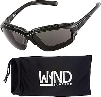 WYND Blocker Motorcycle Riding Glasses Extreme Sports Wrap Sunglasses, Black, Smoke