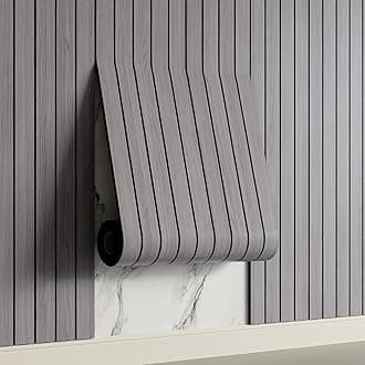 Yutianli PVC Slat Wall Panel Peel and Stick 236"x 15.7" Faux Wood Slat Panel Artificial Oak Wood Grain Self-Adhesive Soundproof 3D Wall Panel for Walls and Ceilings