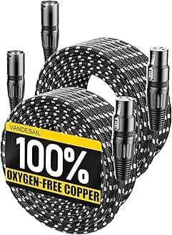 Long XLR Cables 30ft 2 Pack, Nylon Braided XLR Extension Microphone Cable, OFC Shielded and Balanced Male to Female Mic Cord for Preamp Recording Mixer Amplifie Speaker Black