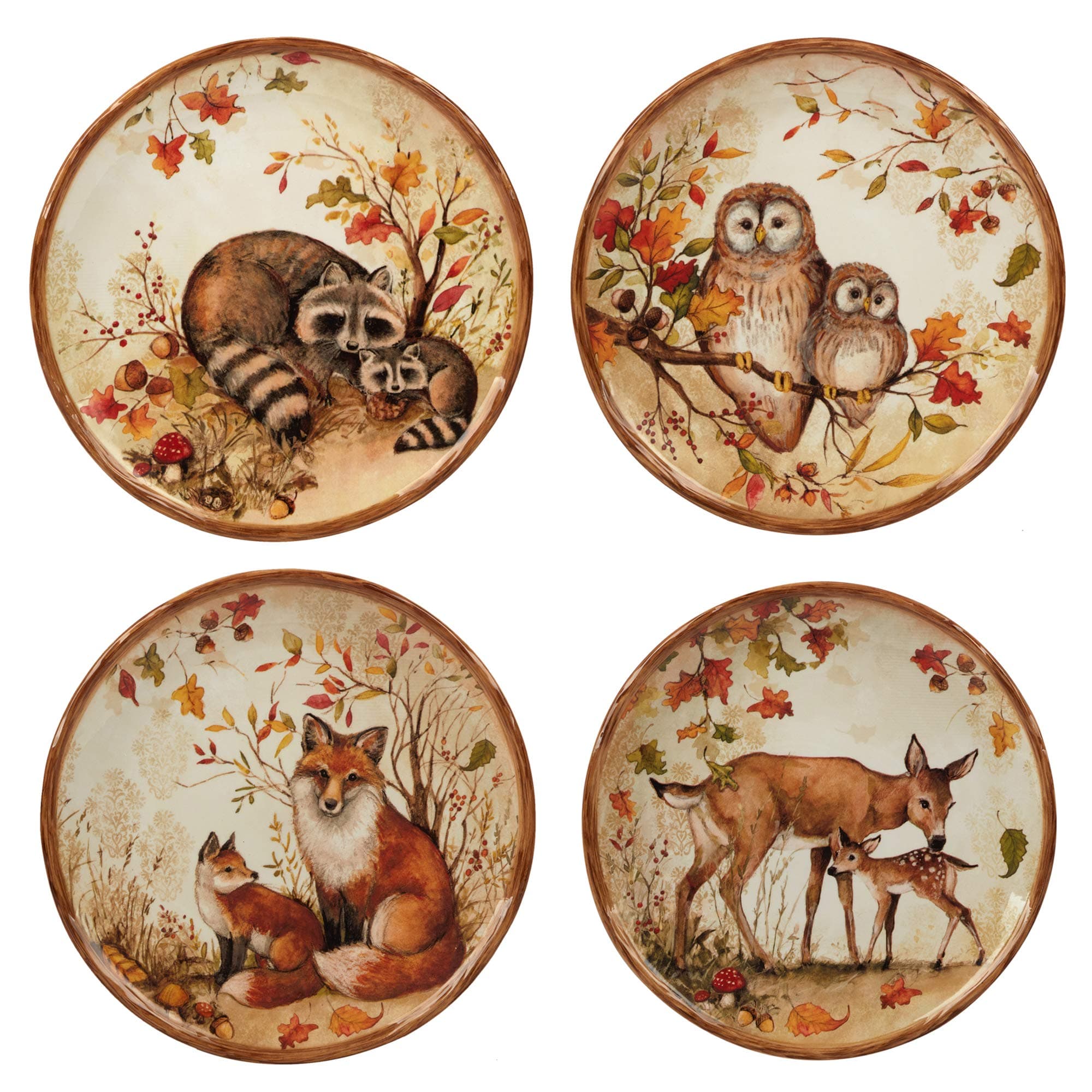 Pine Forest 8.5" Salad/Dessert Plates, Medium, Assorted, Set of 4