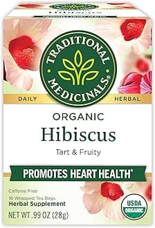 Traditional Medicinals Organic Hibiscus Tea | 16 Tea Bags | Tart & Fruity | Promotes Overall Health | USDA Organic | Caffeine Free