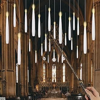 GenSwin 22pcs Flameless Floating Candle with Magic Wand Remote Timer, Battery Operated Hanging Window Candles Flickering, 6.1" LED Electric Candles for Christmas Halloween Decorations(White)