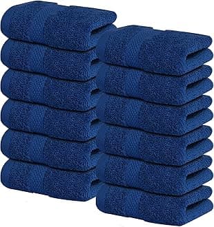 Luxury Wash Cloths for Showering [13x13] – 100% Cotton Washcloths [Pack of 12], Soft and Absorbent Face Towels for Bathroom Wash Clothes, Gym, and Spa (Tranquil Navy)