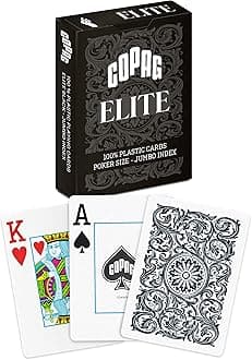 Elite 100% Plastic Playing Cards, Poker Size Jumbo Index Single Deck (Black)