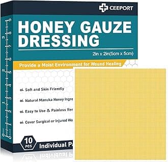 Manuka Honey Gauze Wound Dressing 2" x 2",10 Pack Manuka Honey Wound Care Pads, Medical Grade Honey Bandages for Wound Care, Honey Patch for Faster Healing from Burns,Abrasions,Cuts and Scalds
