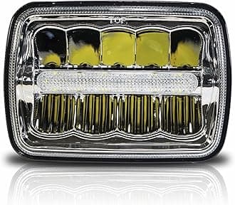 5x7 LED Headlight 7x6 Headlamp Osram Chip Angel Eye DRL Sealed Beam Replacement for H6054 6054 Jeep Wrangler YJ Cherokee XJ Chevy Express Astro Van Blazer S10 Toyota 4Runner Ford Ranger DOT 1PC