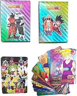 SHAKTISM Dragon-Ball Anime Cards, Unique Card Desk Pack, Official Anime CCG Collectable Playing Foil Cards, Anime Merchandise Gift, Pack of 55 (Dragon Ball Golden) (Rainbow)