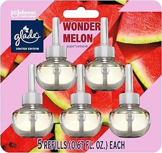 PlugIns Refills Air Freshener, Scented and Essential Oils for Home and Bathroom, Wonder Melon, 3.35 Fl Oz, 5 Count