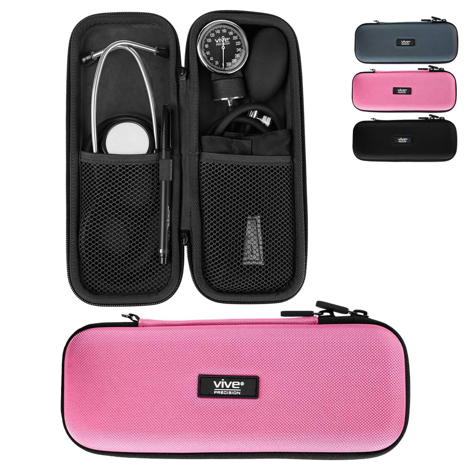 Vive Precision Stethoscope Hard Case Protective Carry Cover With Handle Travel Holder For Sphygmomanometer Fits Vive Precision And Other Cardiology Brands Doctor And Nurse Accessories One Size Pink
