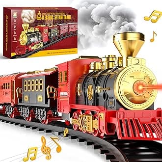 Train Set for Under The Christmas Tree - Features Smoke, Lights, and Authentic Train Sounds with 71-inch Long Track, Suitable for 3 4 5 6 7 8+ Year Old Kids Gifts
