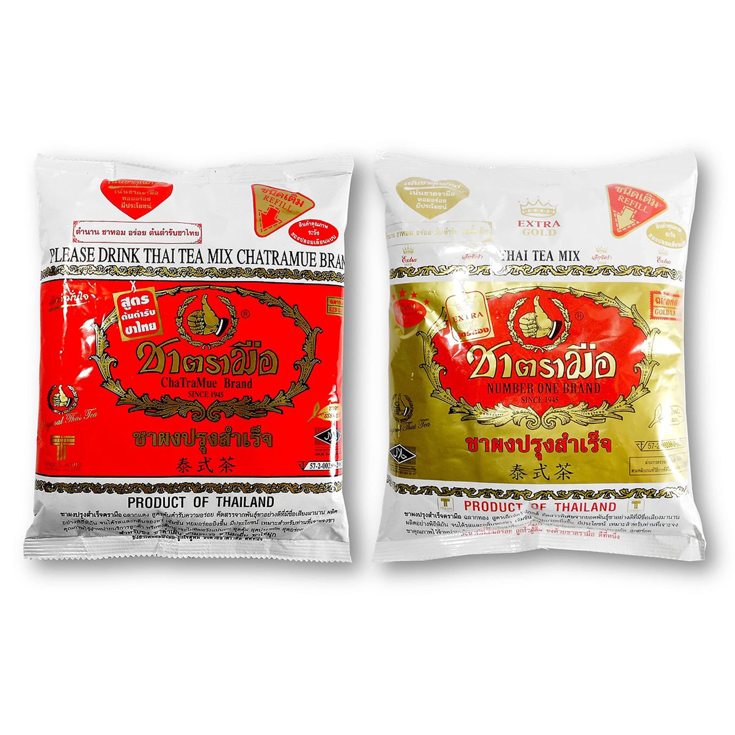Number One Thai Tea Combo Pack: 1 Bag Red Label & 1 Bag Extra Gold Label (400g X 2)