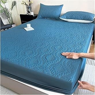 Waterproof Quilted Mattress Protector Breathable Bed Linen Mattress Cover No Pillowcase for Bedroom(Deep Blue,200x200x30cm)