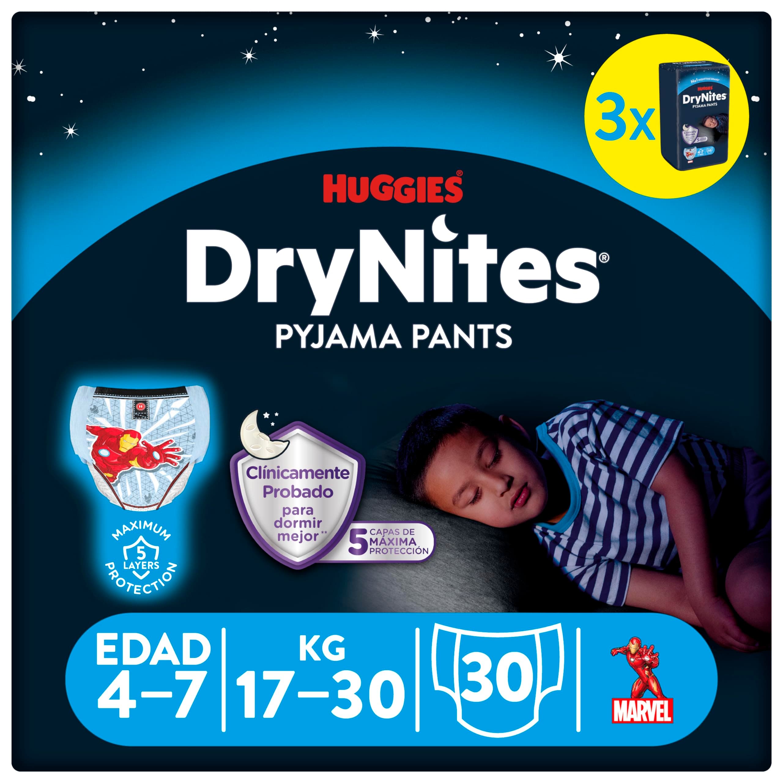 4-7 Years DryNites Pyjama Pants Spiderman 30 per Pack, White
