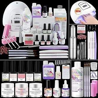 SAVILAND Acrylic Nail Kit with Everything: Professional Nail Kit Acrylic Set for Beginners Acrylic Nail Set with Drill U V Nail Lamp Acrylic Powder and Liquid Set Nail Polish Remover Home Salon