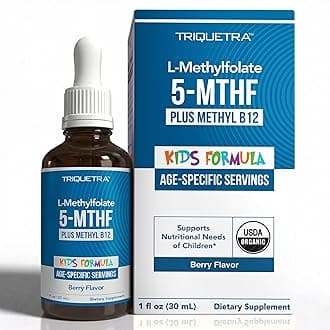 Organic Kids L-Methylfolate + Methyl B12 Cofactor - MTHFR Sublingual Form - 5-MTHF, Superior Form of Folate - Adjustable Dosing for All Ages - Mood, Behavior, Cognition - Organic Berry Flavor, 1 Fl oz