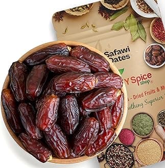 NY Spice Shop Premium Safawi Dates - 1 Pound Natural Fresh Sweet and Delicious Dried Fruit - Nutritious Healthy Safawi Dates Snack for Toppings, Desserts, Smoothies and Energy Bars