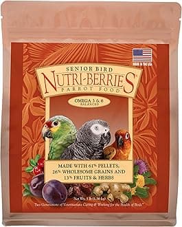 Senior Bird Nutri-Berries Pet Bird Food, Made with Non-GMO and Human-Grade Ingredients, for Parrots, 3 lb