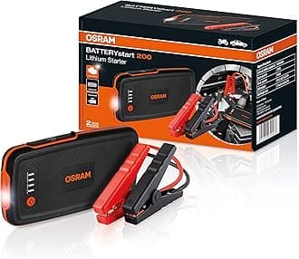 Lithium Car Jump Starter with Powerbank 6000mAh, Car Battery Booster Mini, Batterystart200 500A, Compact, for 12V up to 3 l petrol cars, Phone/tablet charger with LED Light
