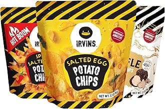 Potato Chips Crisps Variety Pack – Salted Egg, Spicy Salted Egg, Truffle, Premium Hand Cooked, Halal, Keto-Friendly, High Protein Snack, Dangerously Addictive (3 Pack: 3.7 oz, 3.7 oz, 2.5 oz)