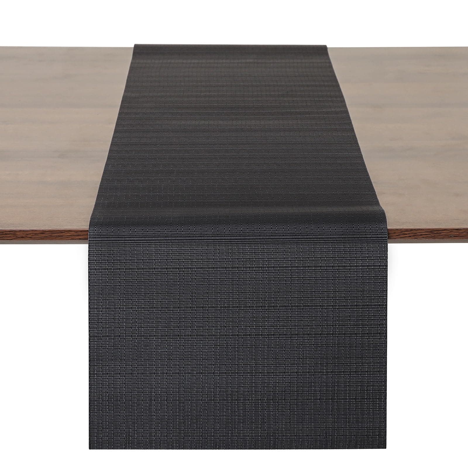 Myir JUN Table Runner, Vinyl Table Runner Indoor 72 Inch Long Arbitrarily Cropped Runner for Table Heatproof for Home Party (Black, 12 x 72 inch)