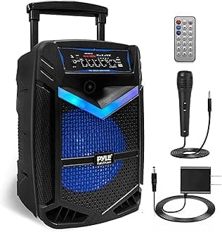 Portable Bluetooth PA Speaker System - 800W Rechargeable Outdoor Bluetooth Speaker Portable PA System w/ 12” Subwoofer 1” Tweeter, Recording Function, Mic In Party Lights USB/SD Radio- PPHP1242B